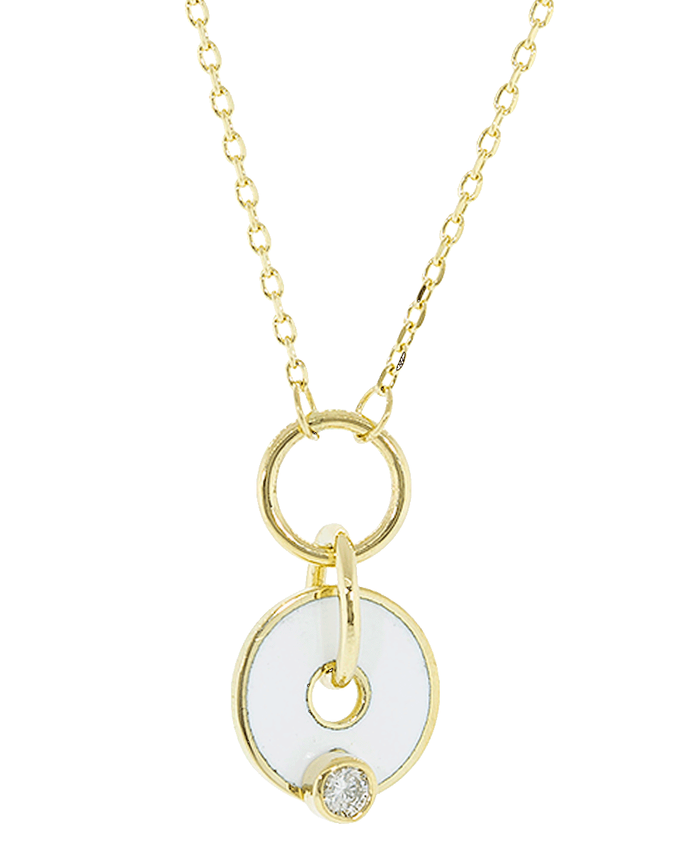 FOUNDRAE-White Diamond Gold Disc Necklace-YELLOW GOLD