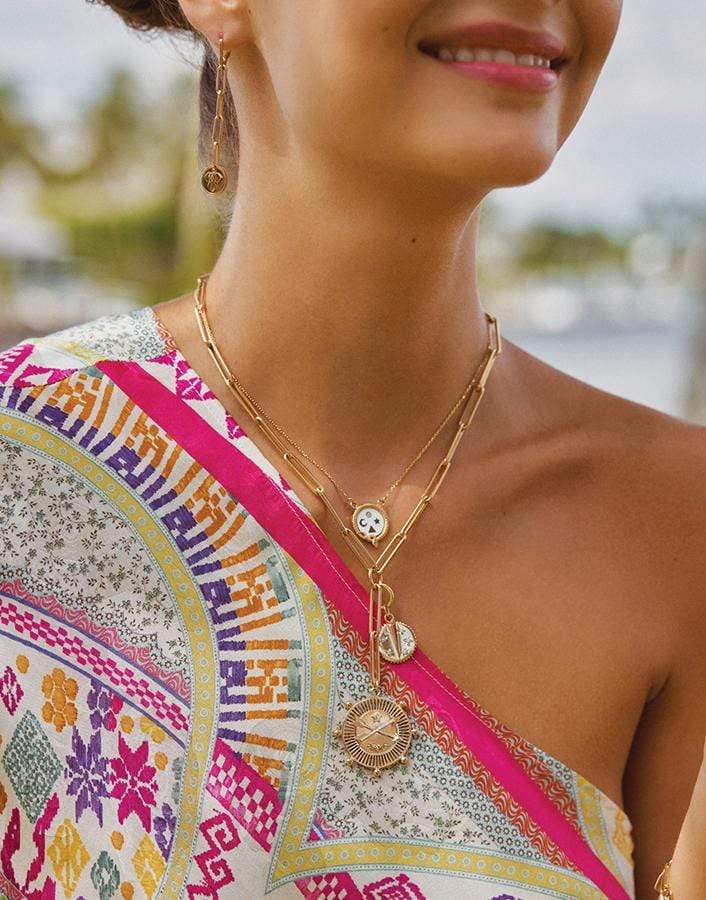FOUNDRAE-Wholeness White Enamel Necklace-YELLOW GOLD