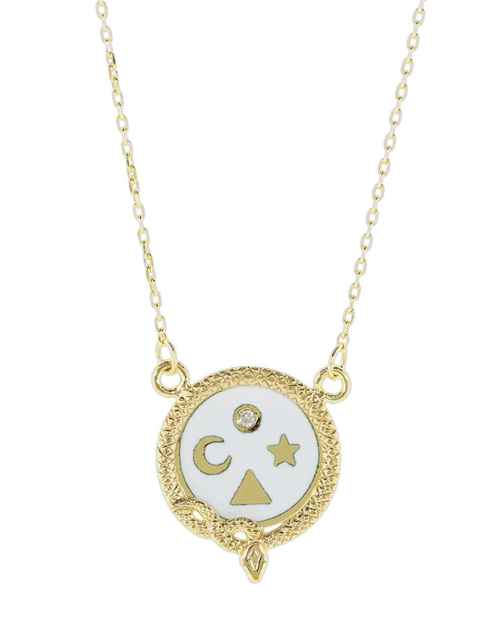 FOUNDRAE-Wholeness White Enamel Necklace-YELLOW GOLD
