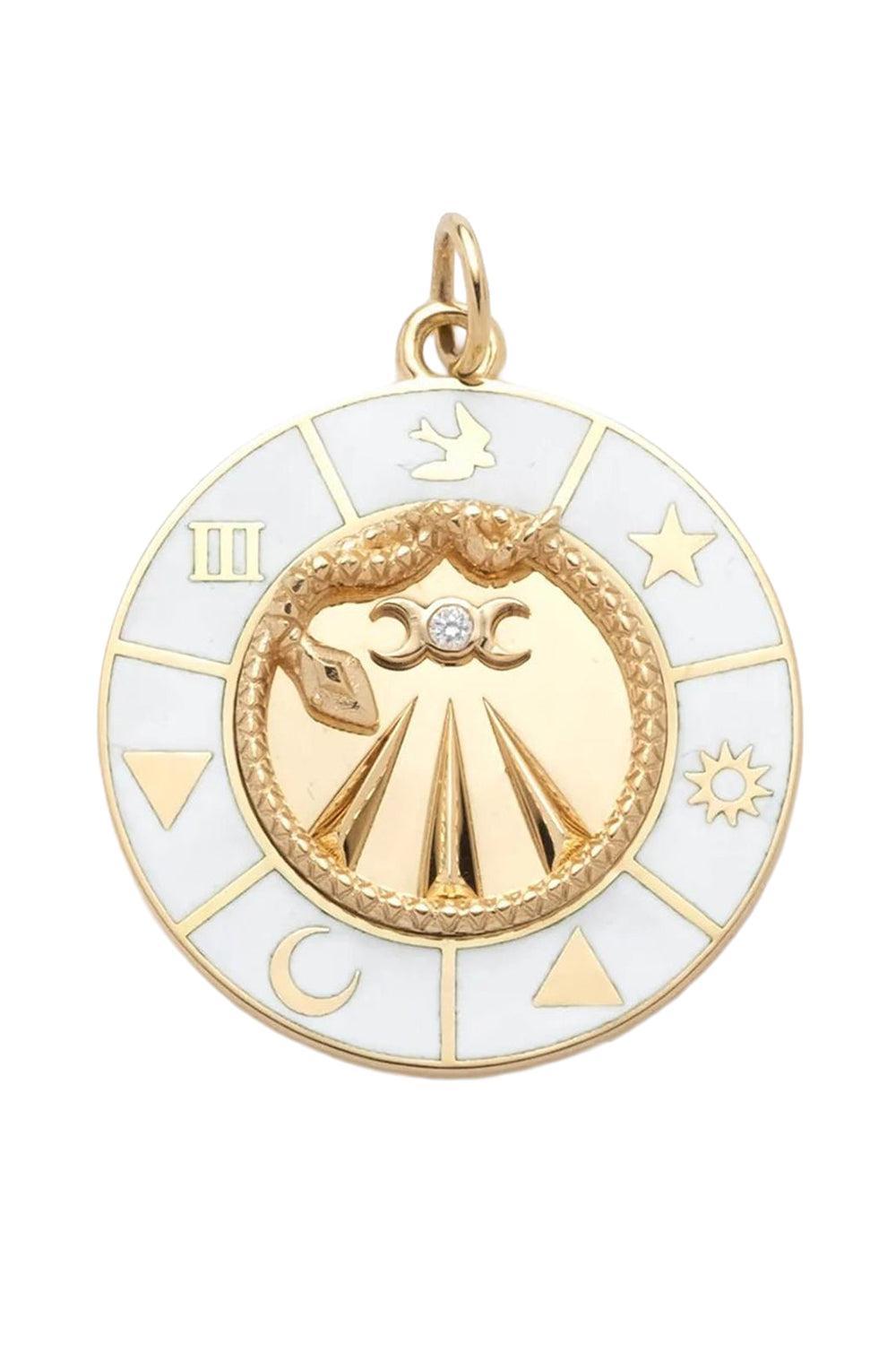 Large Mind Body Soul Enamel Medallion-YELLOW GOLD-JEWELRYFINE JEWELPENDANT-FOUNDRAE