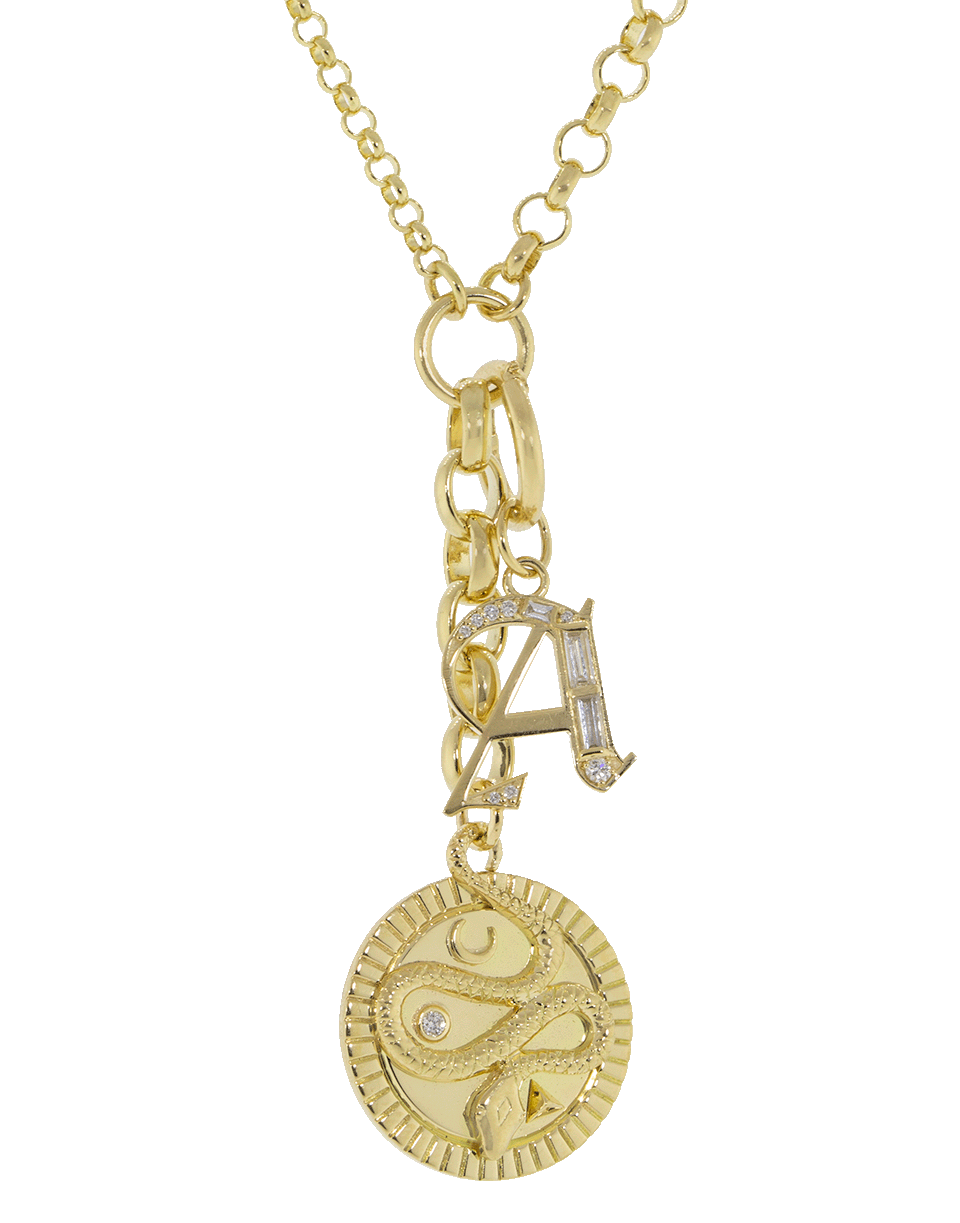 FOUNDRAE-A Element Initial Diamond Charm-YELLOW GOLD