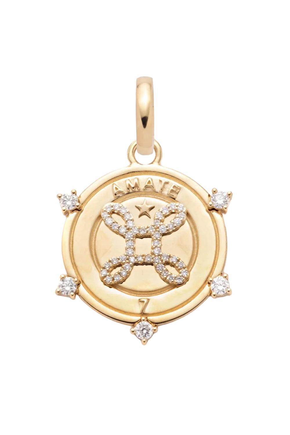 Diamond Amate Medium Medallion-YELLOW GOLD-JEWELRYFINE JEWELPENDANT-FOUNDRAE