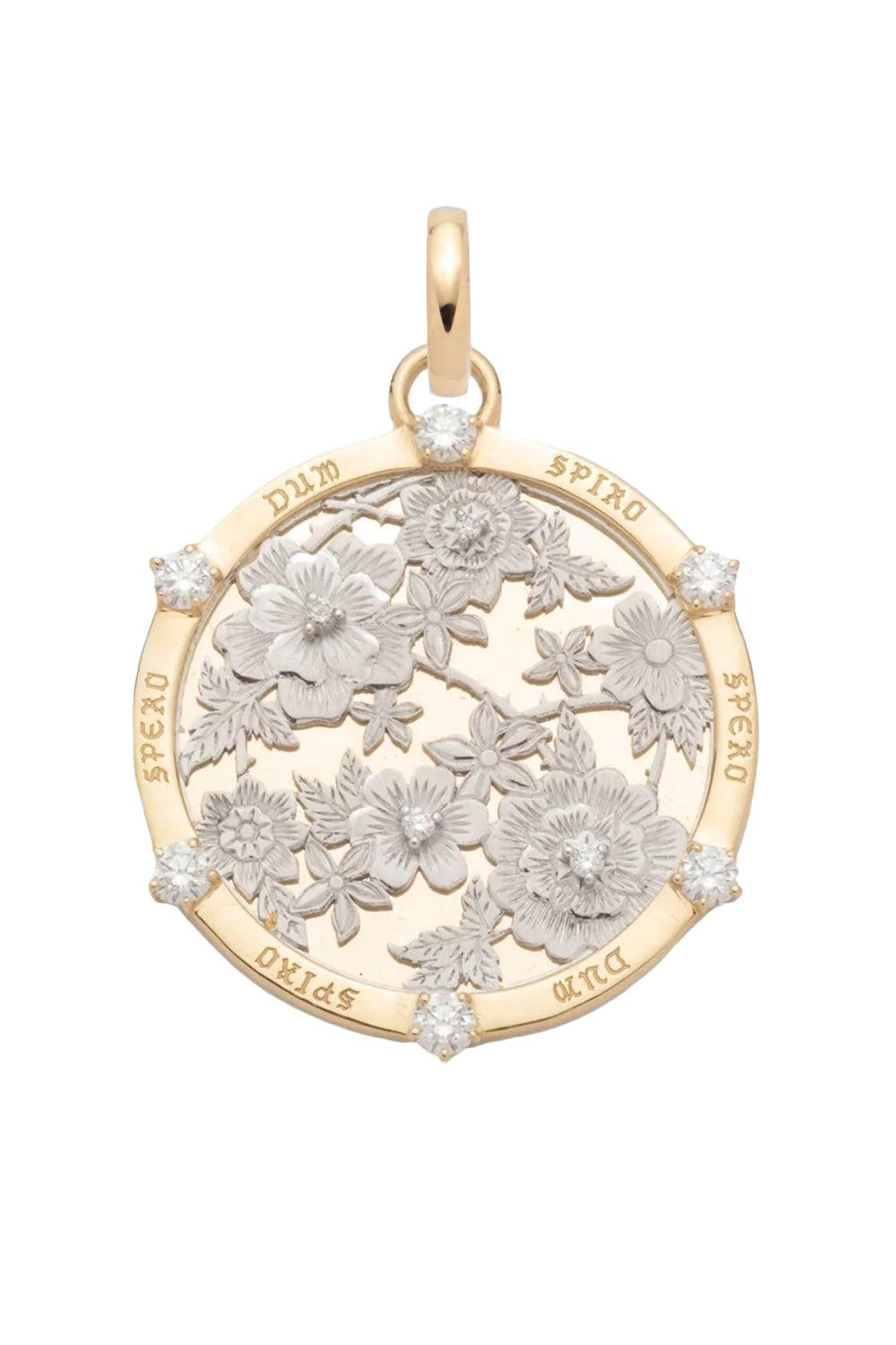 Floral Screen Resilience Large Medallion - Yellow Gold-YG/WG-JEWELRYFINE JEWELPENDANT-FOUNDRAE