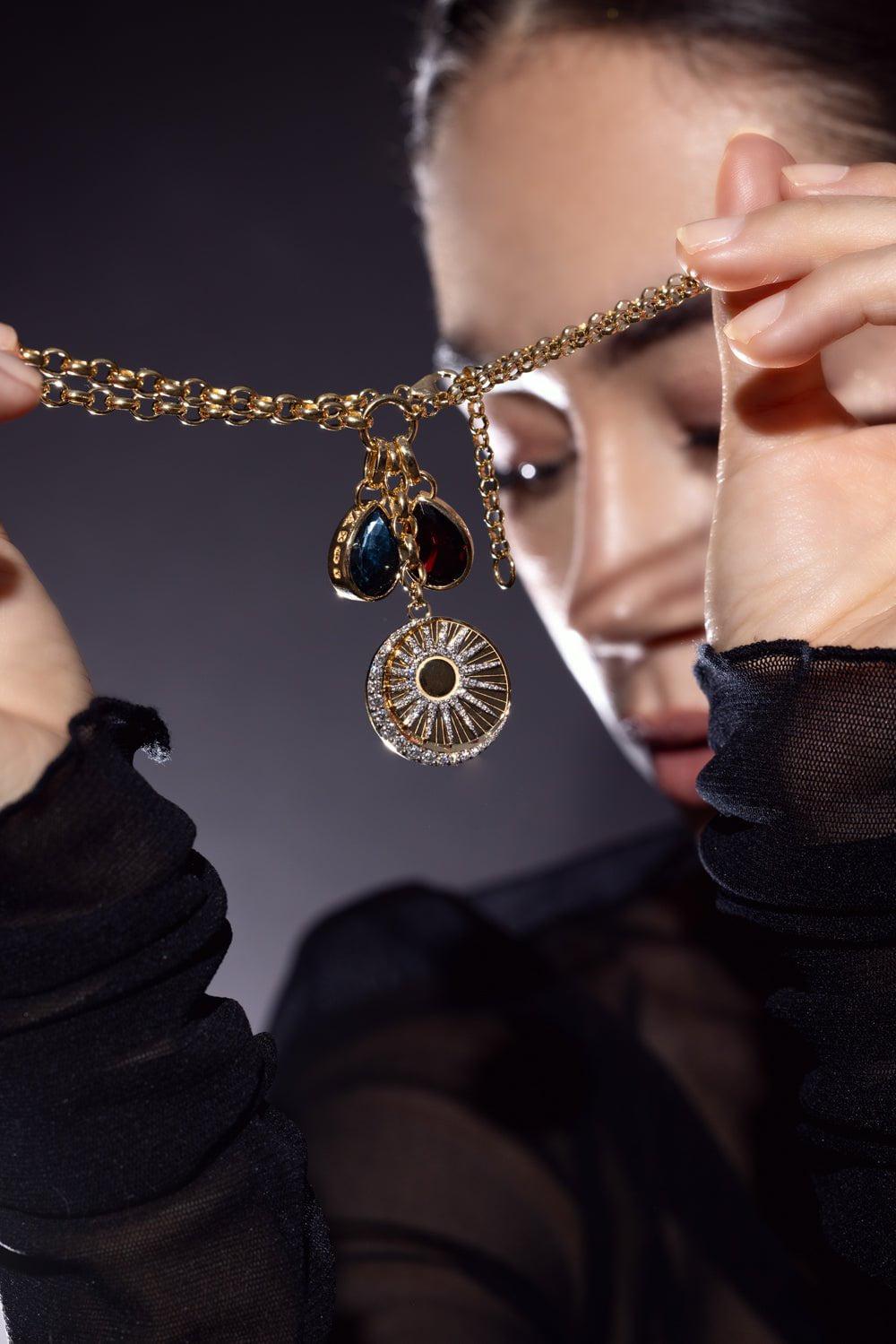 FOUNDRAE-Forever And Always A Pair Garnet Pear Pendant - Love-YELLOW GOLD