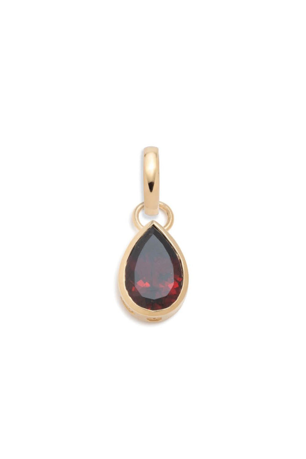 FOUNDRAE-Forever And Always A Pair Garnet Pear Pendant - Love-YELLOW GOLD