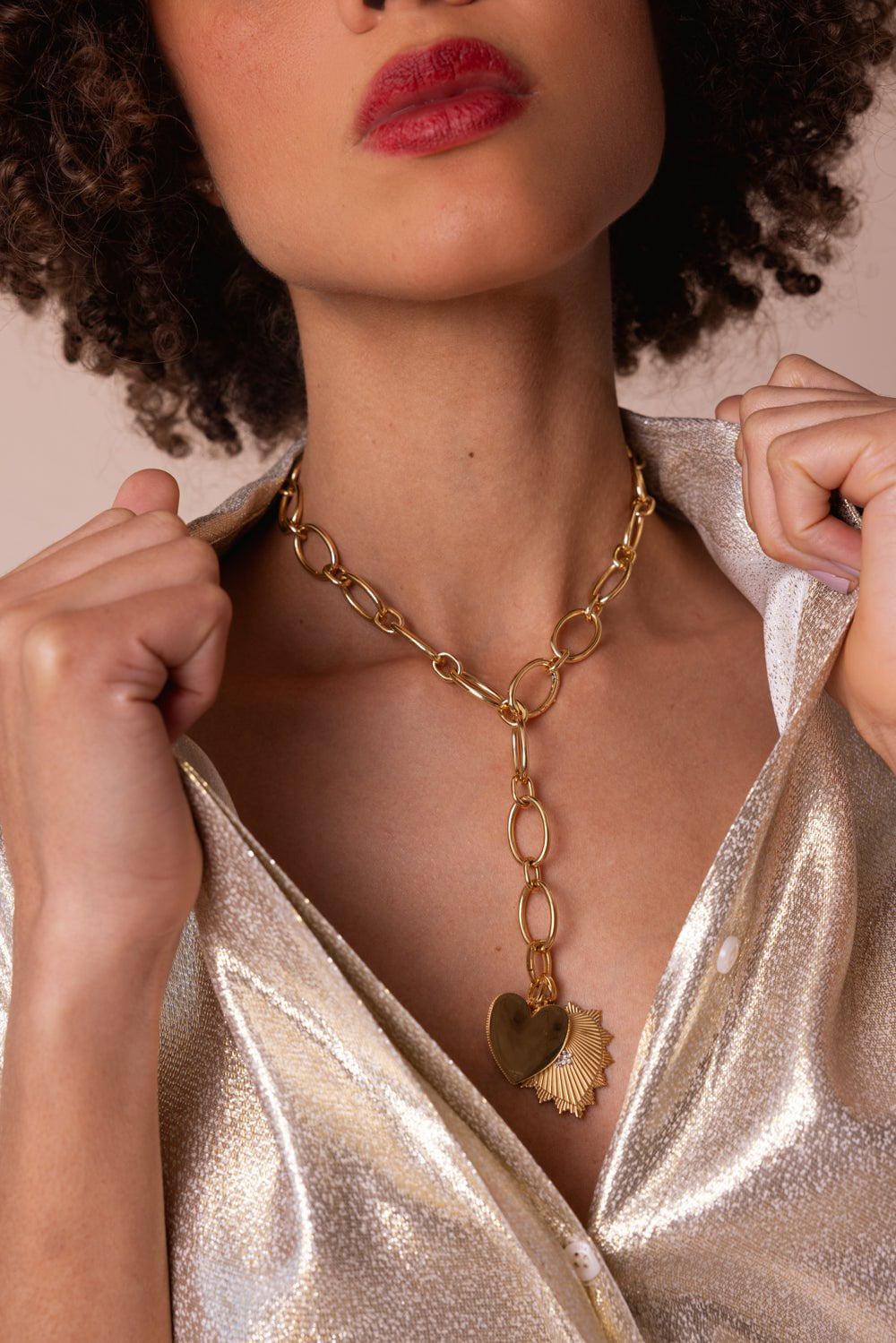 FOUNDRAE-Heart Love Token - Oversize Medallion-YELLOW GOLD