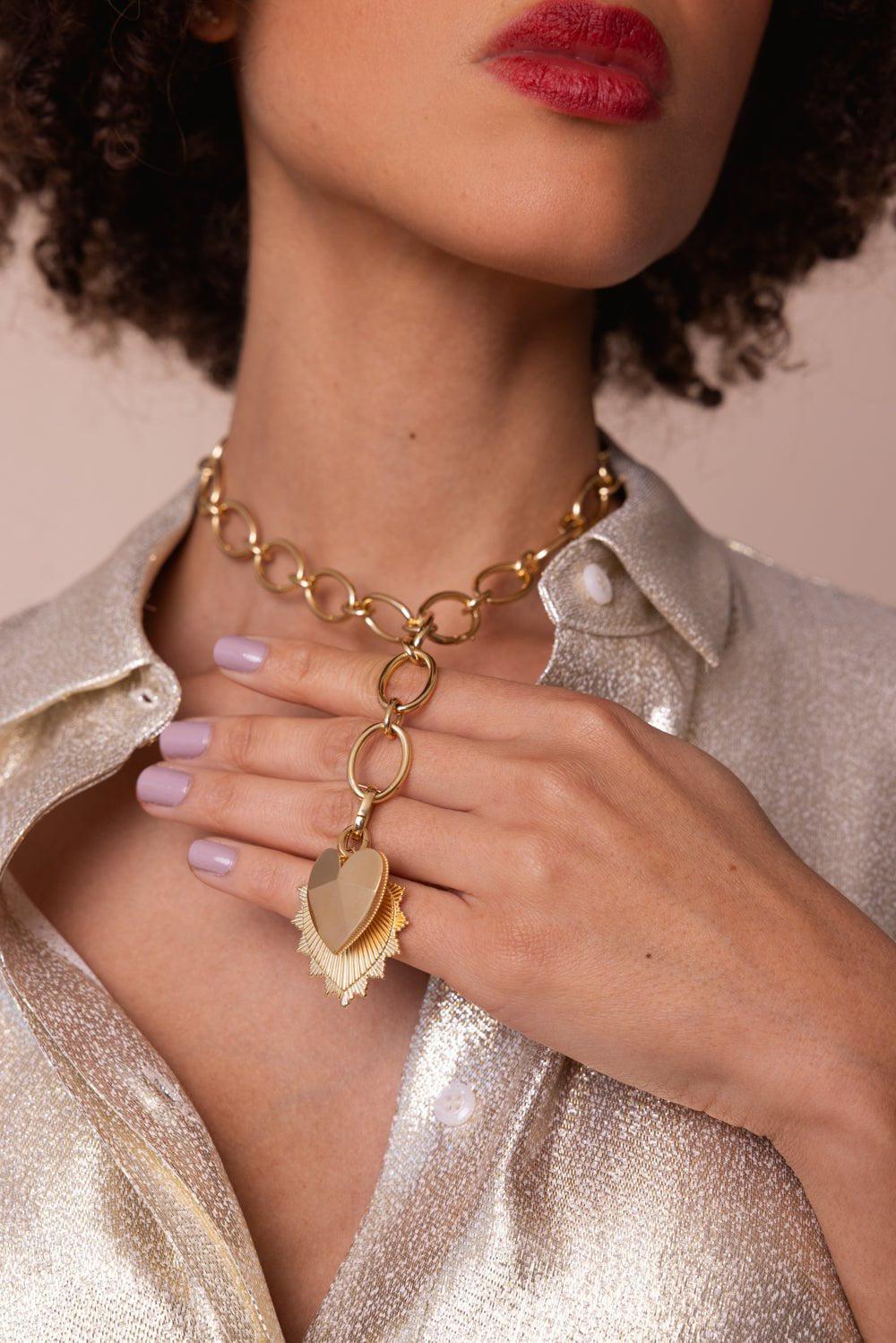 FOUNDRAE-Heart Love Token - Oversize Medallion-YELLOW GOLD