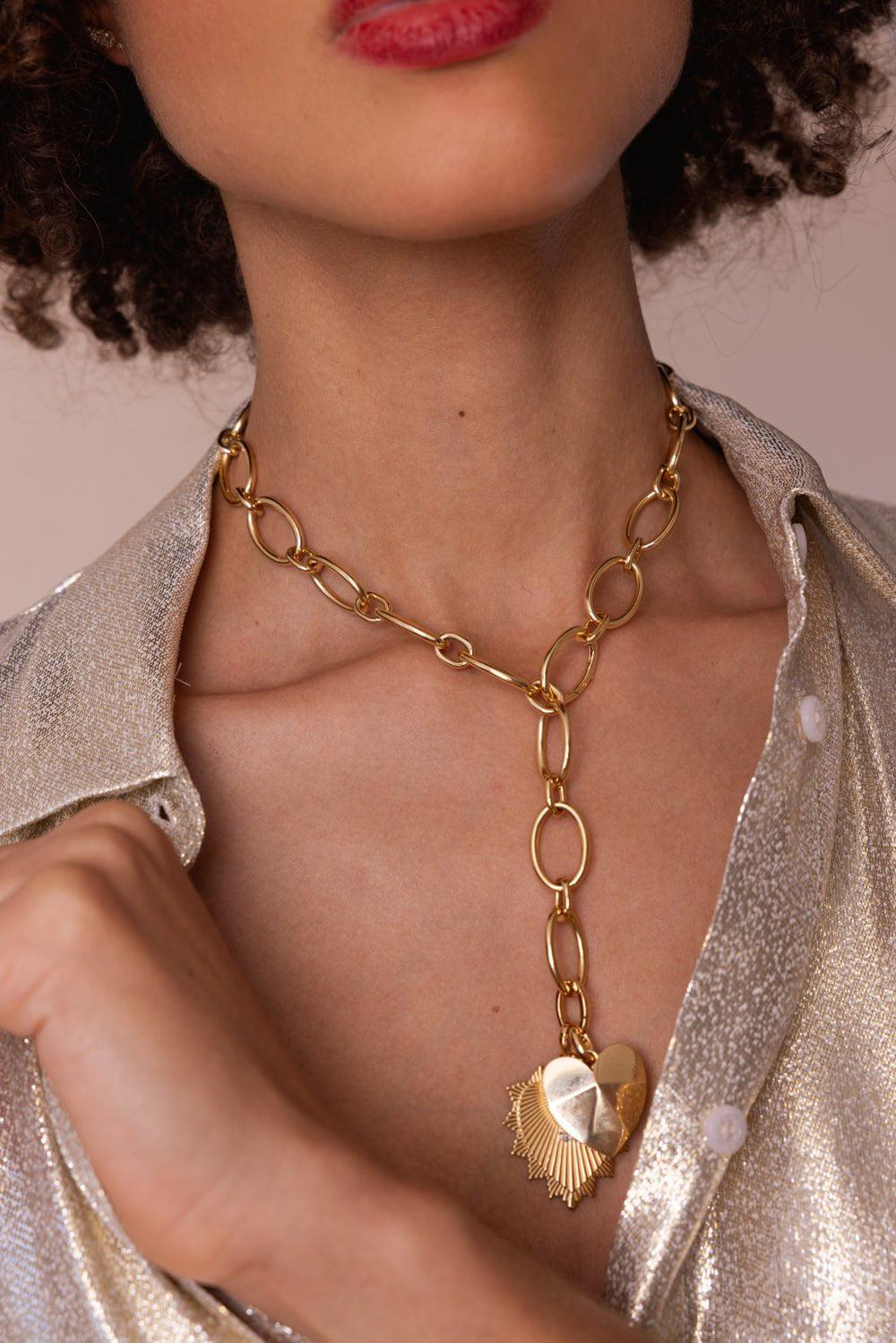 FOUNDRAE-Heart Love Token - Oversize Medallion-YELLOW GOLD