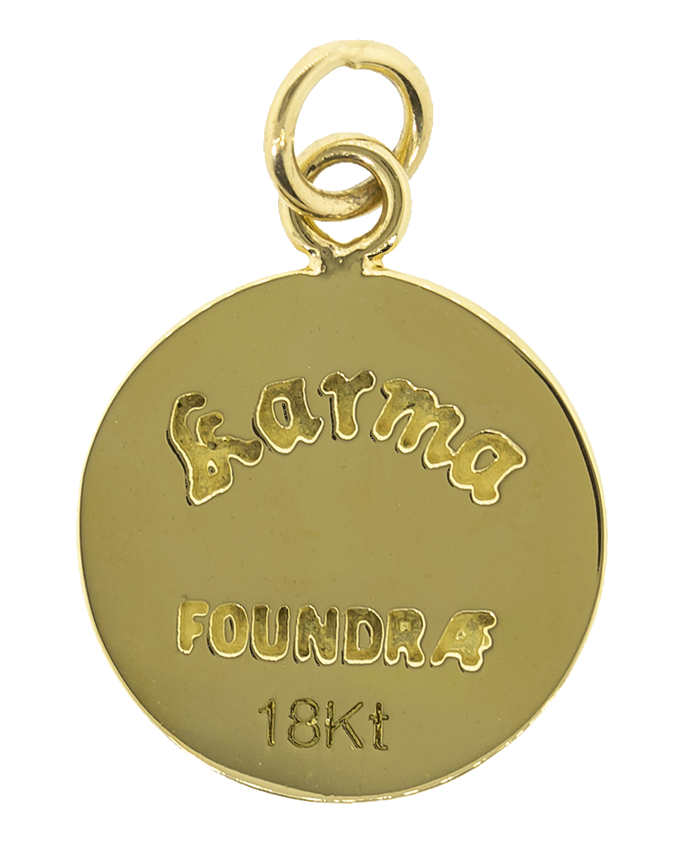 FOUNDRAE-Karma Blue Enamel Medallion-YELLOW GOLD