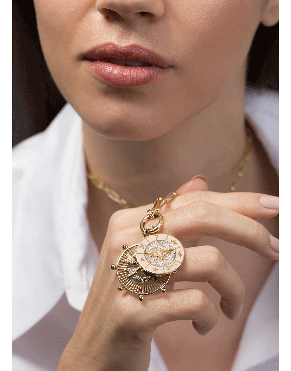 FOUNDRAE-Large Blush Wings Wheel Medallion-YELLOW GOLD