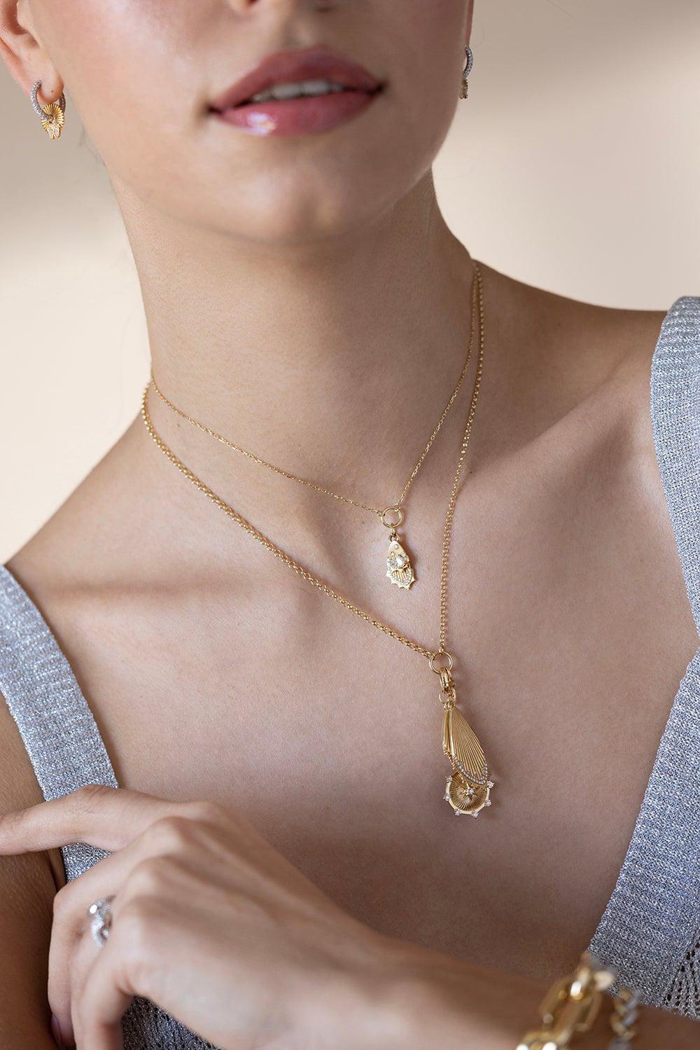FOUNDRAE-Large Butterfly Wings Pendant-YELLOW GOLD