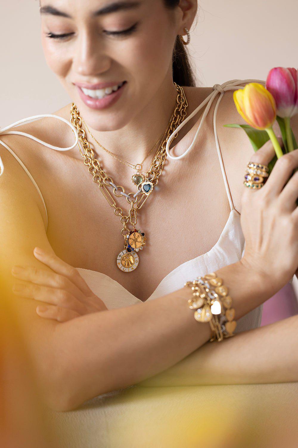 FOUNDRAE-Large Multi-Stone Aether Pendant-YELLOW GOLD