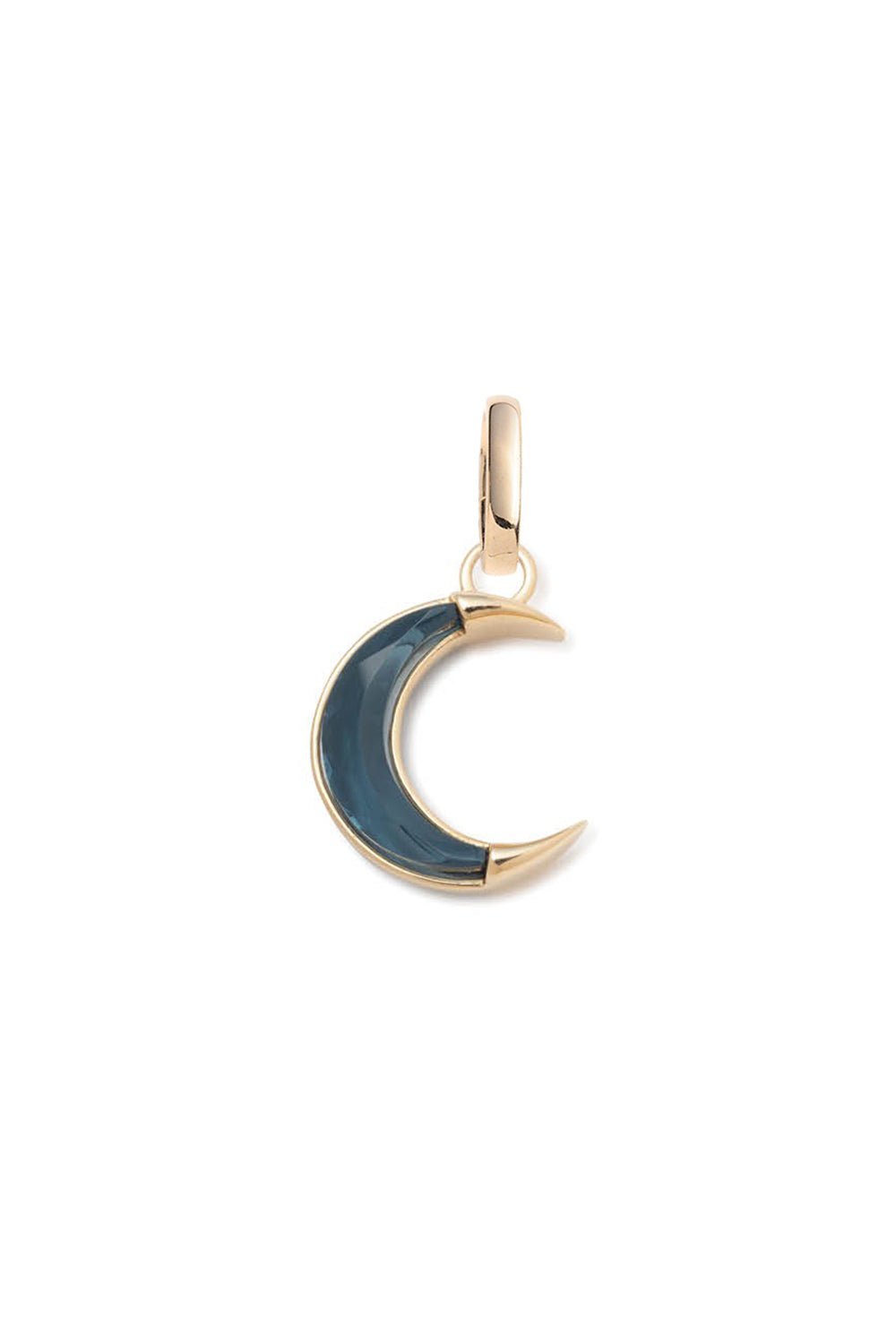 FOUNDRAE-Medallion London Blue Topaz Crescent - Karma-YELLOW GOLD