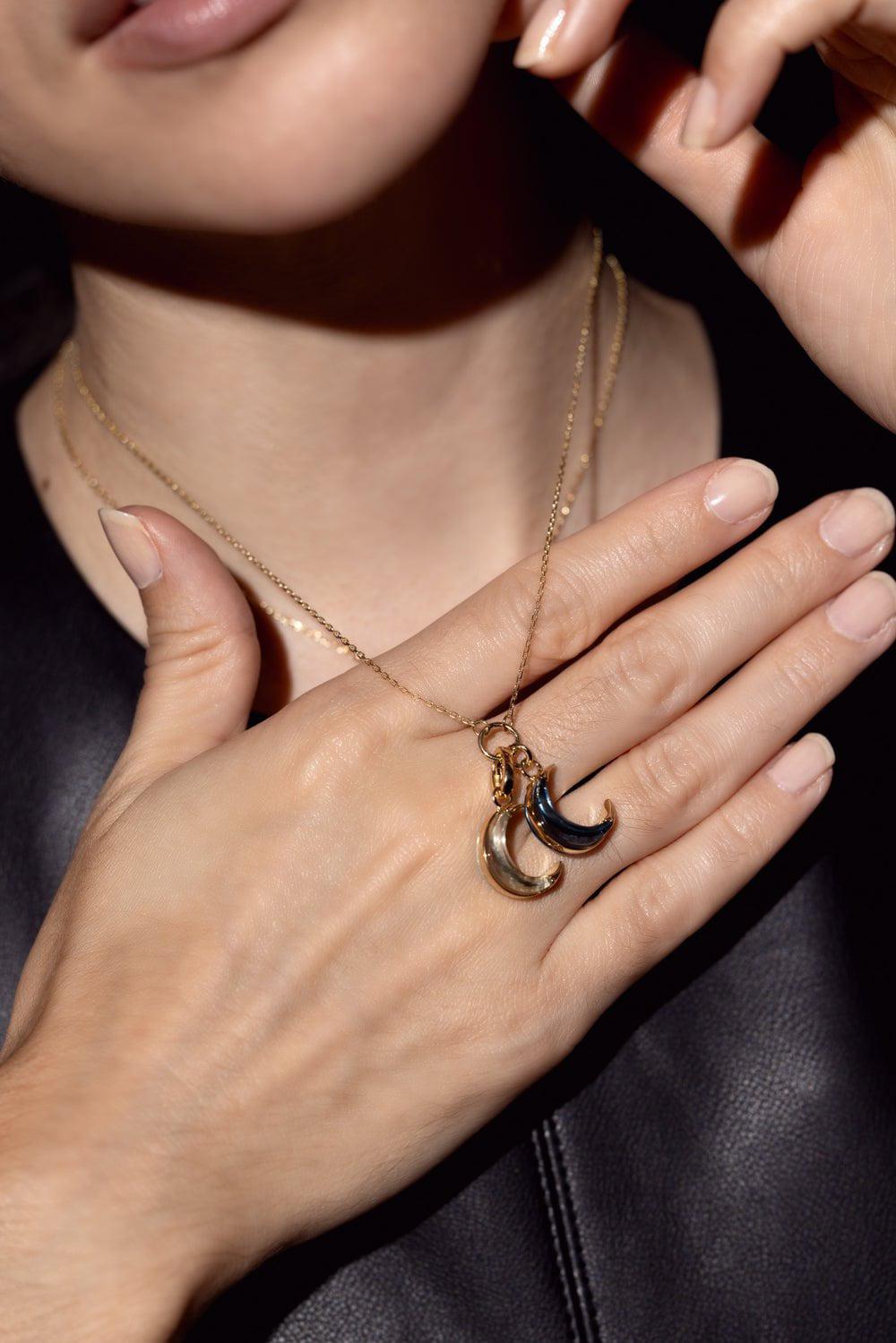 FOUNDRAE-Medallion Prasiolite Crescent - Karma-YELLOW GOLD