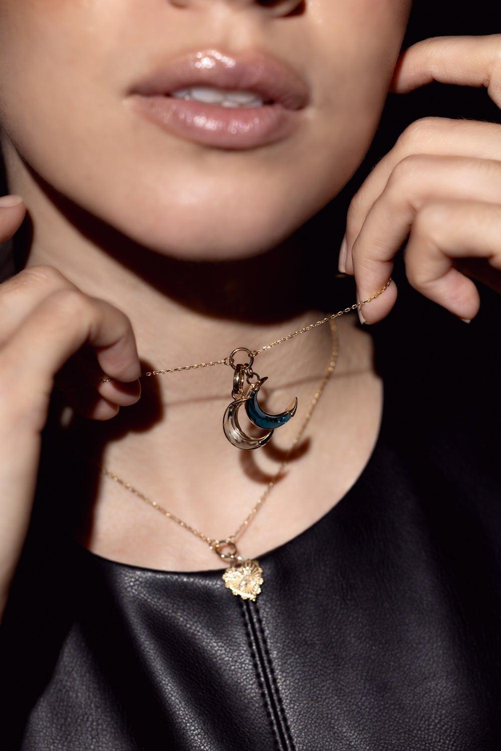 FOUNDRAE-Medallion Prasiolite Crescent - Karma-YELLOW GOLD
