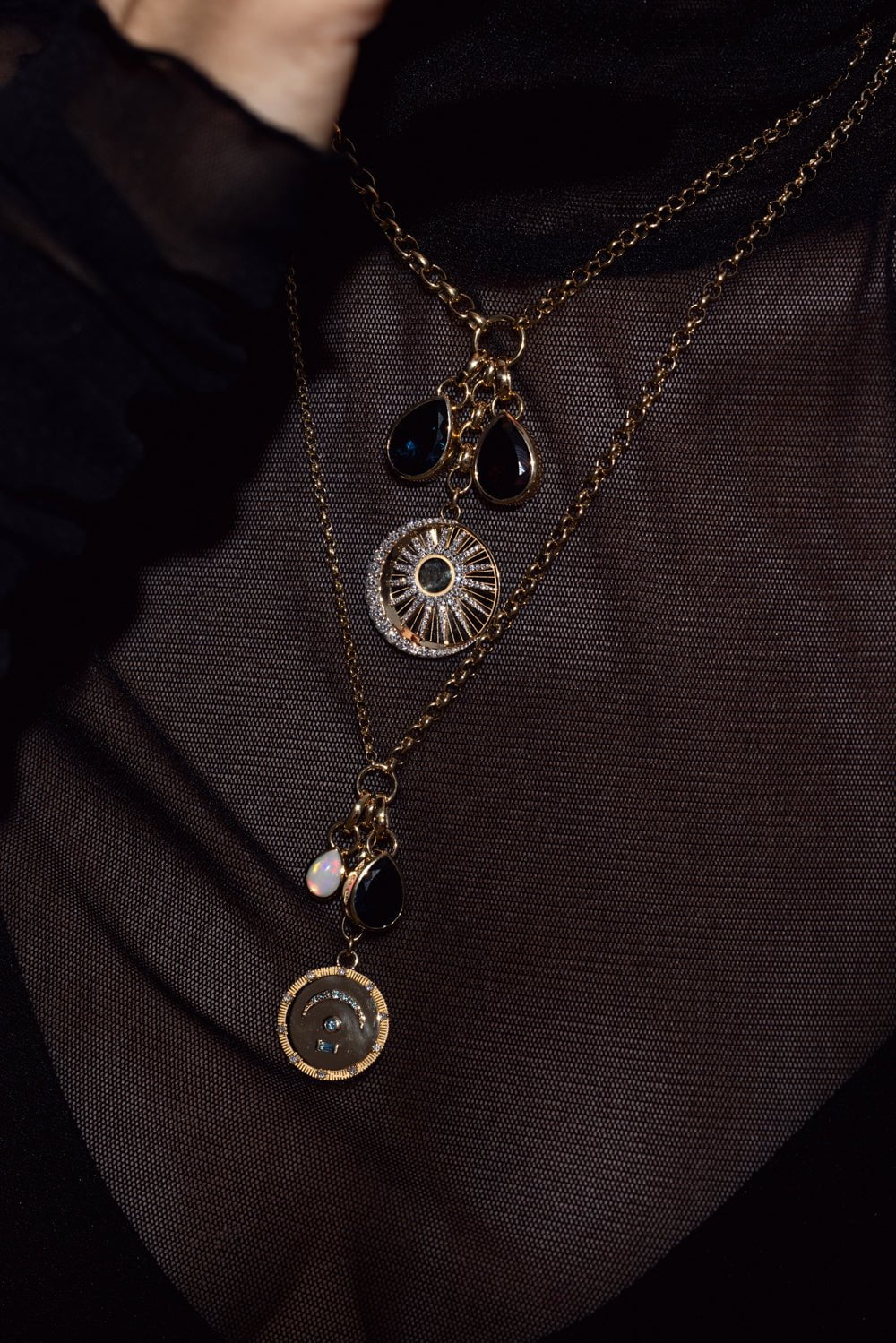 FOUNDRAE-Medium Bird's Eye Internal Topaz Compass - Pause-YELLOW GOLD