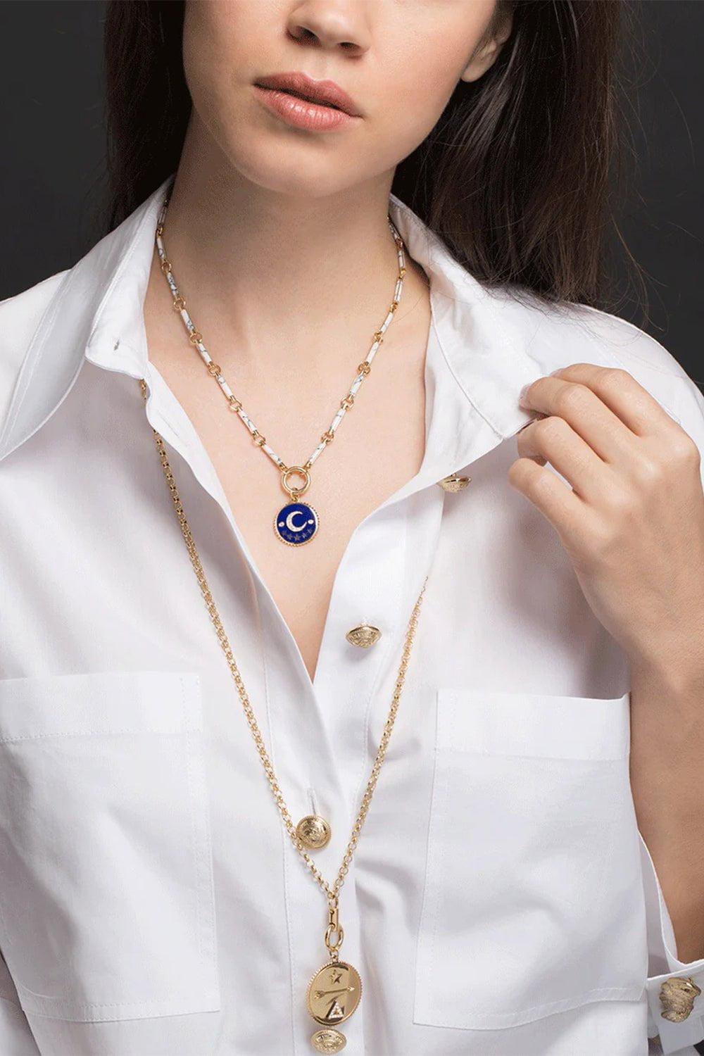 FOUNDRAE-Medium Blue Crescent Medallion-YELLOW GOLD