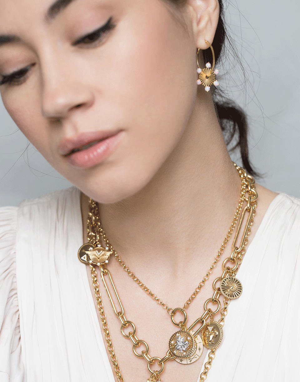 FOUNDRAE-Medium Diamond Mille Fleur Pendant-YELLOW GOLD