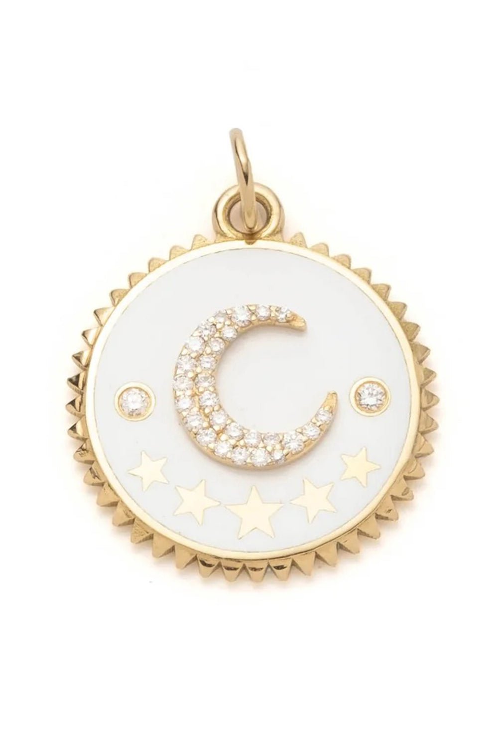 FOUNDRAE-Medium White Enamel Crescent Pendant-YELLOW GOLD