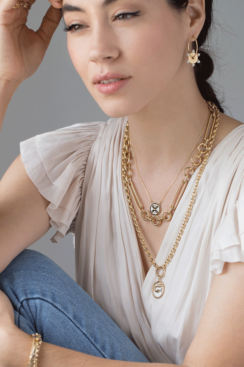 FOUNDRAE-Medium Wholeness Enamel Medallion-YELLOW GOLD