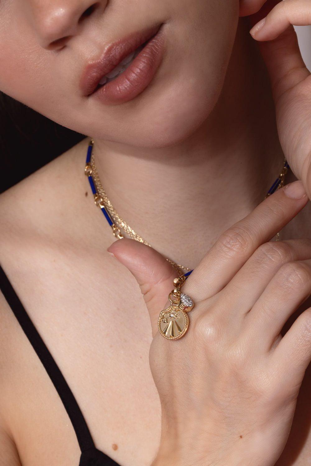 FOUNDRAE-Mini Forever And Always A Pair Pave Pear Pendant - Love-YELLOW GOLD