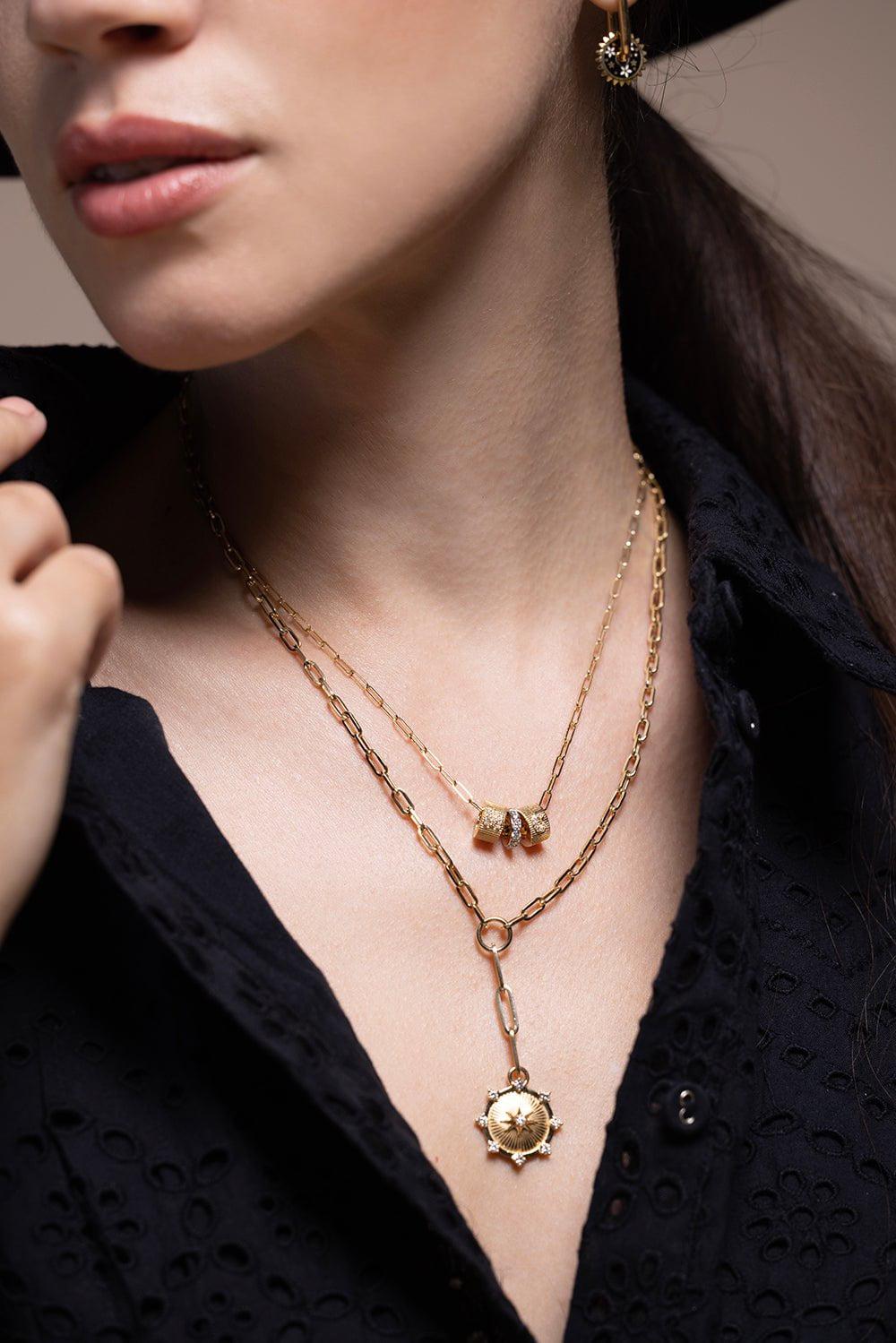 FOUNDRAE-Pave Diamond Edge - Love Heart Beat-YELLOW GOLD