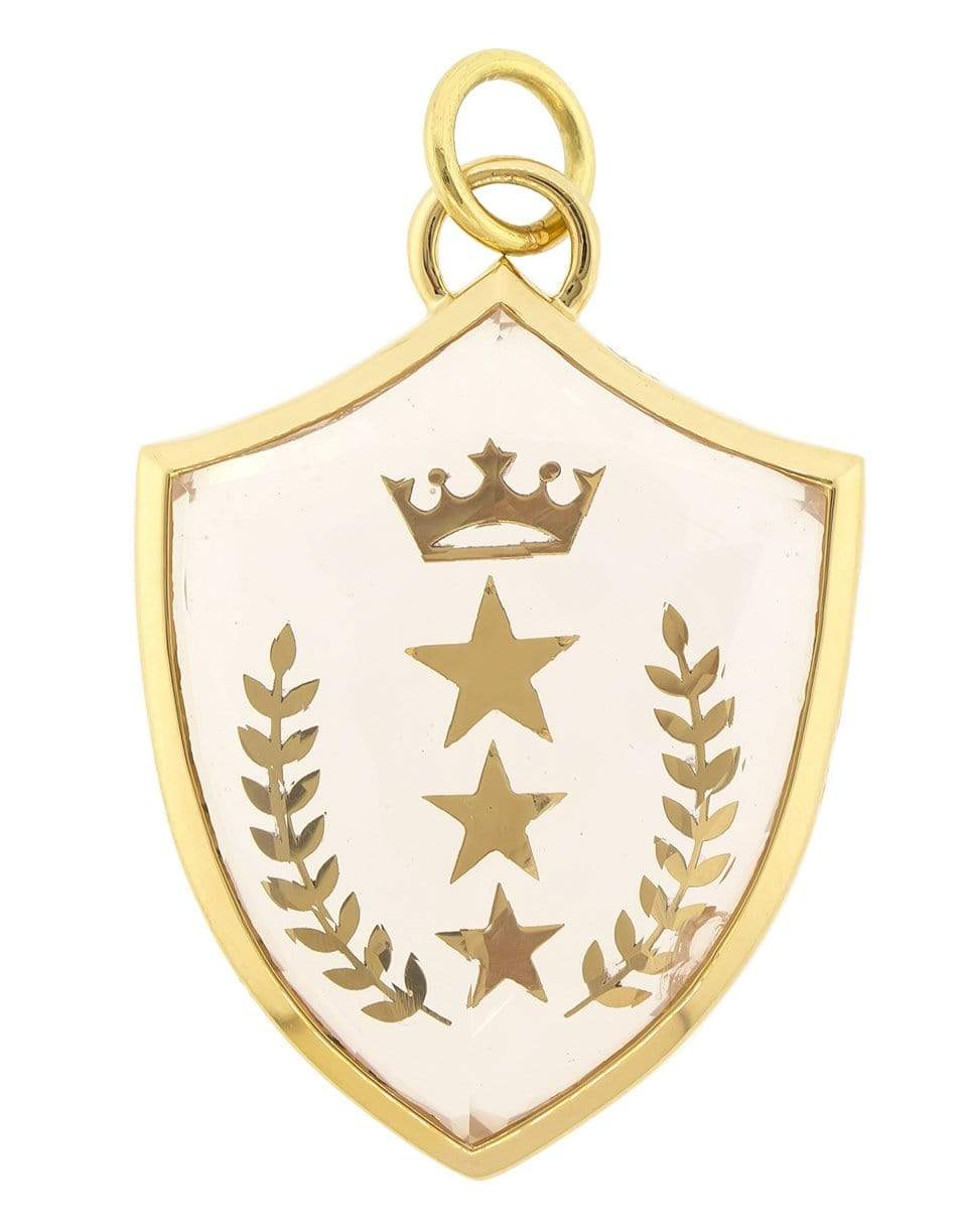 FOUNDRAE-Per Aspera Ad Astra Large Crest Sealed Gemstone Pendant-YELLOW GOLD