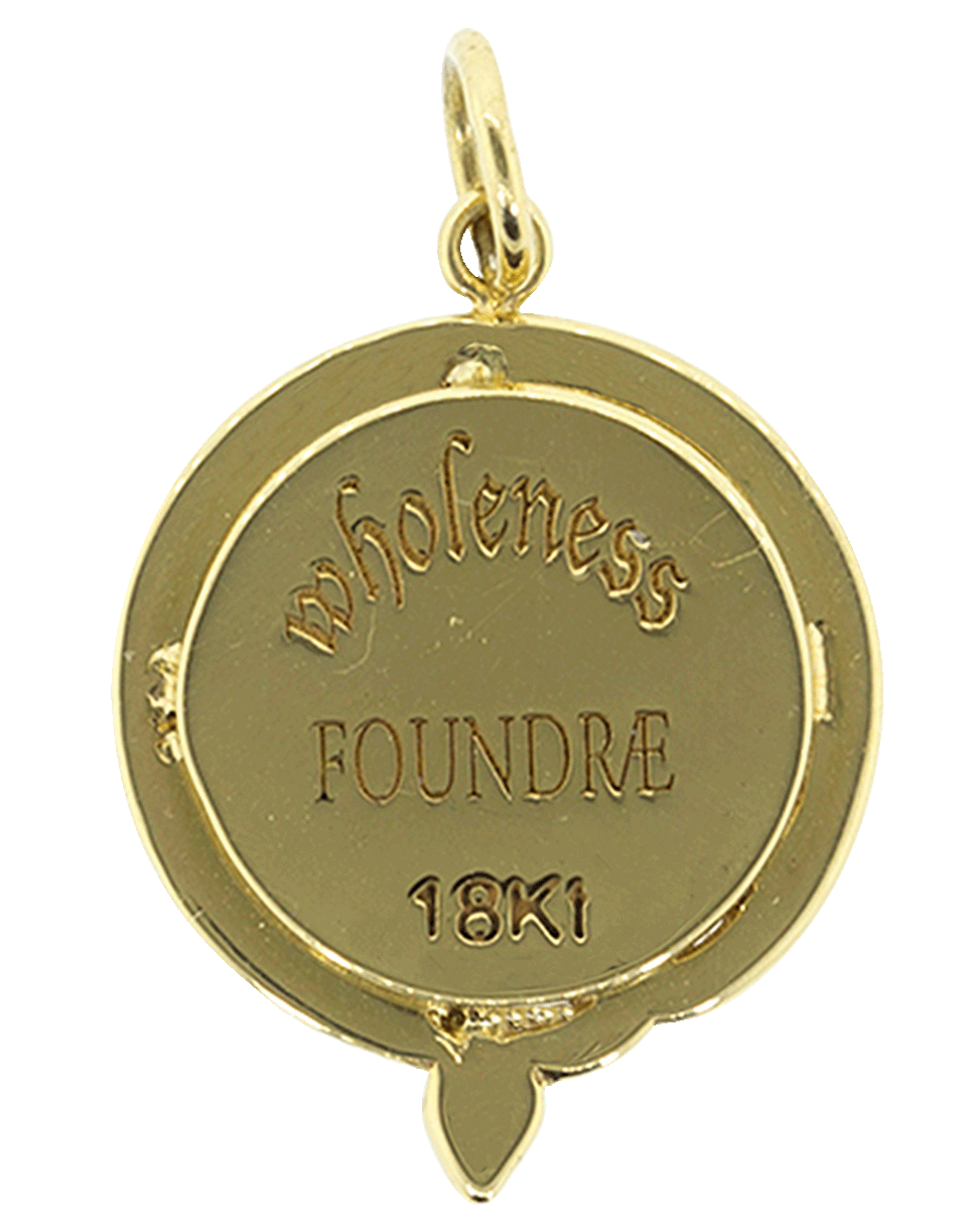 FOUNDRAE-Petite Wholeness Champleve Medallion Charm-YELLOW GOLD