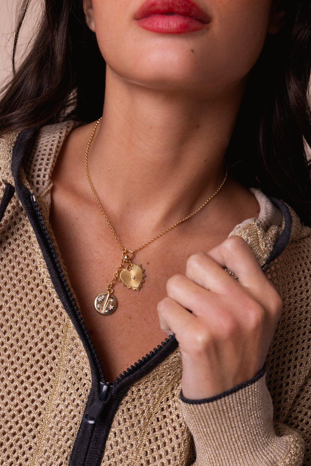 FOUNDRAE-Radiating Heart - Medium Medallion-YELLOW GOLD
