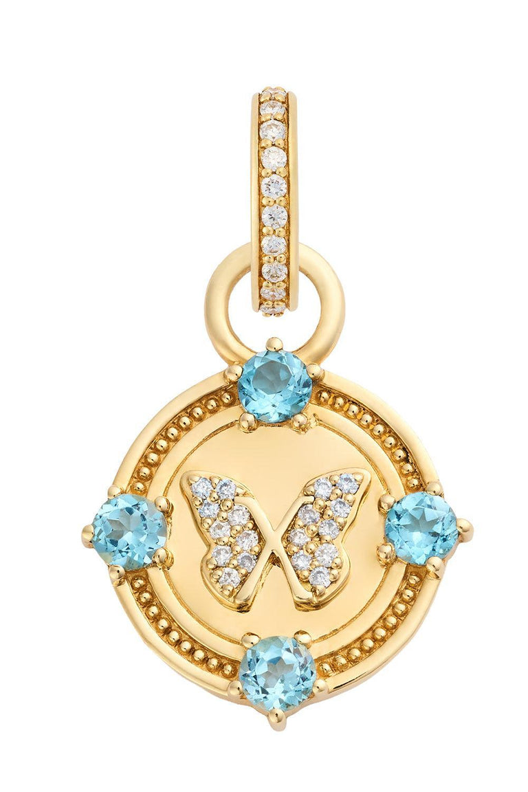 Reverie - Swiss Blue Topaz Miniature Butterfly Gemstone Medallion