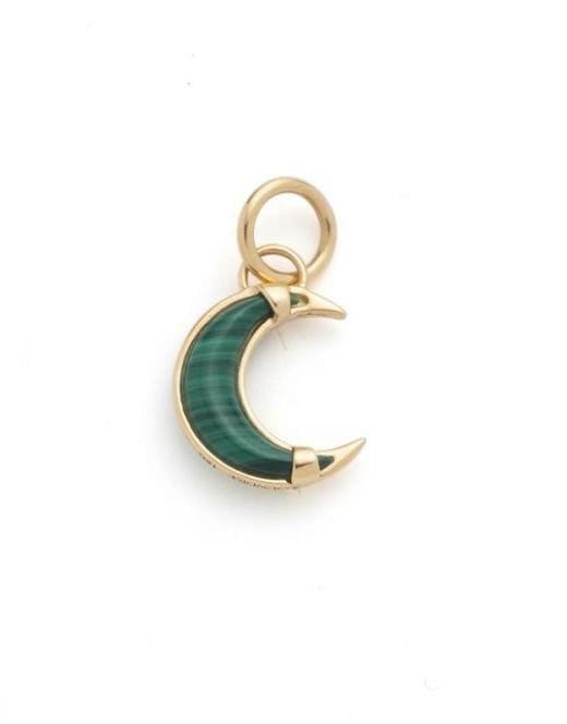 FOUNDRAE-Small Malachite Crescent Pendant-YELLOW GOLD