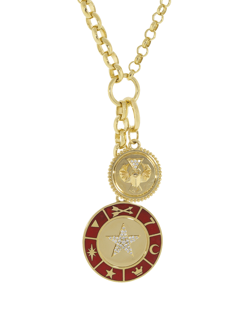 FOUNDRAE-Small Protection Medallion Diamond Pendant-YELLOW GOLD