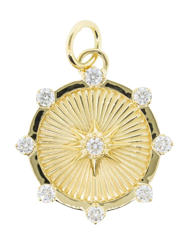 FOUNDRAE-True Love Diamond Spark Medallion Pendant-YELLOW GOLD