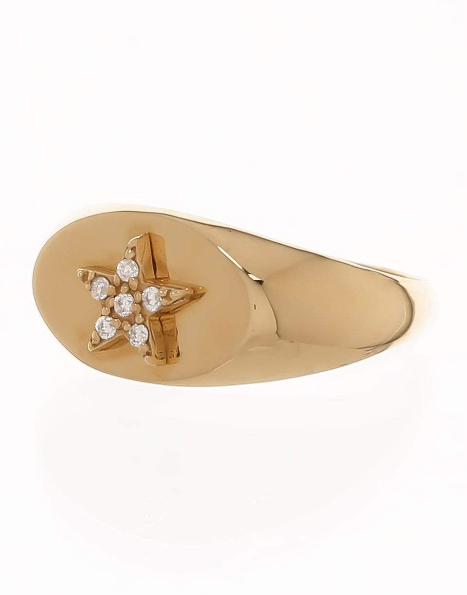 FOUNDRAE-Diamond Star Baby Signet Ring-YELLOW GOLD