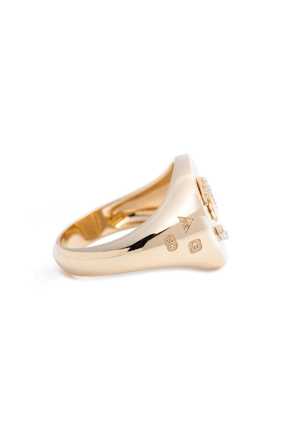 FOUNDRAE-Bird's Eye Internal Compass Signet Ring-YELLOW GOLD
