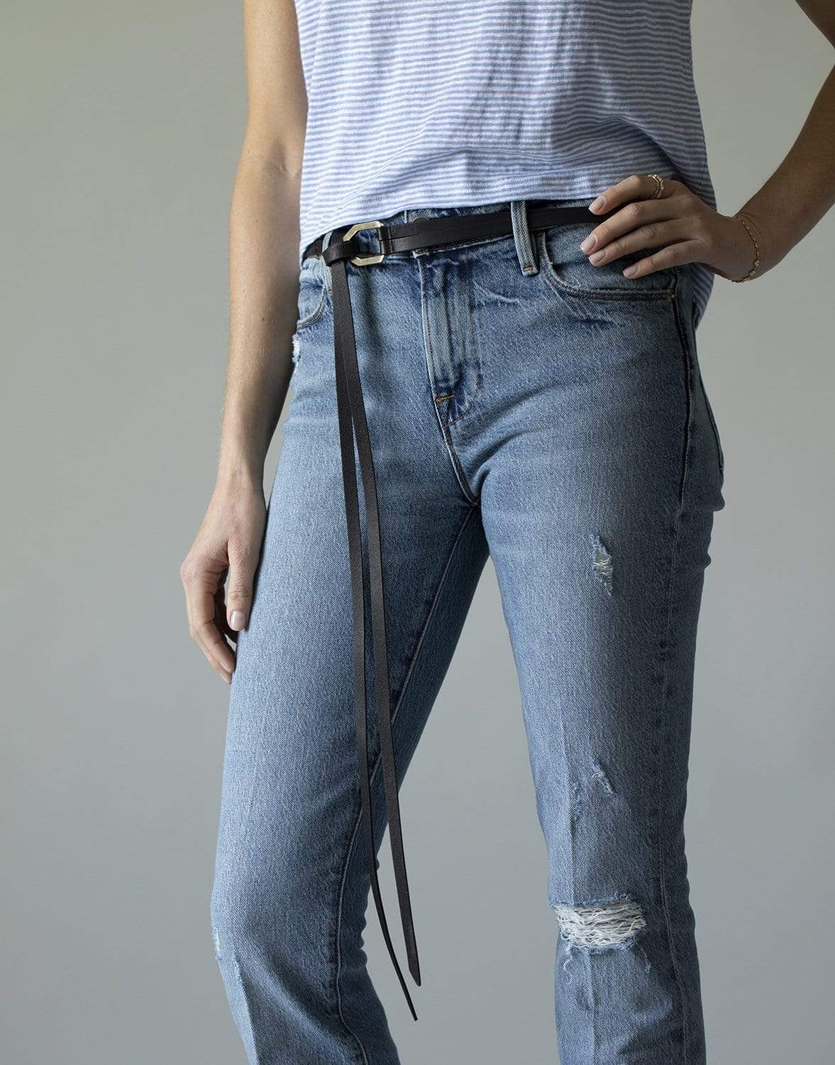 FRAME DENIM-Le Polygon Wrap Tie Leather Belt-NOIR