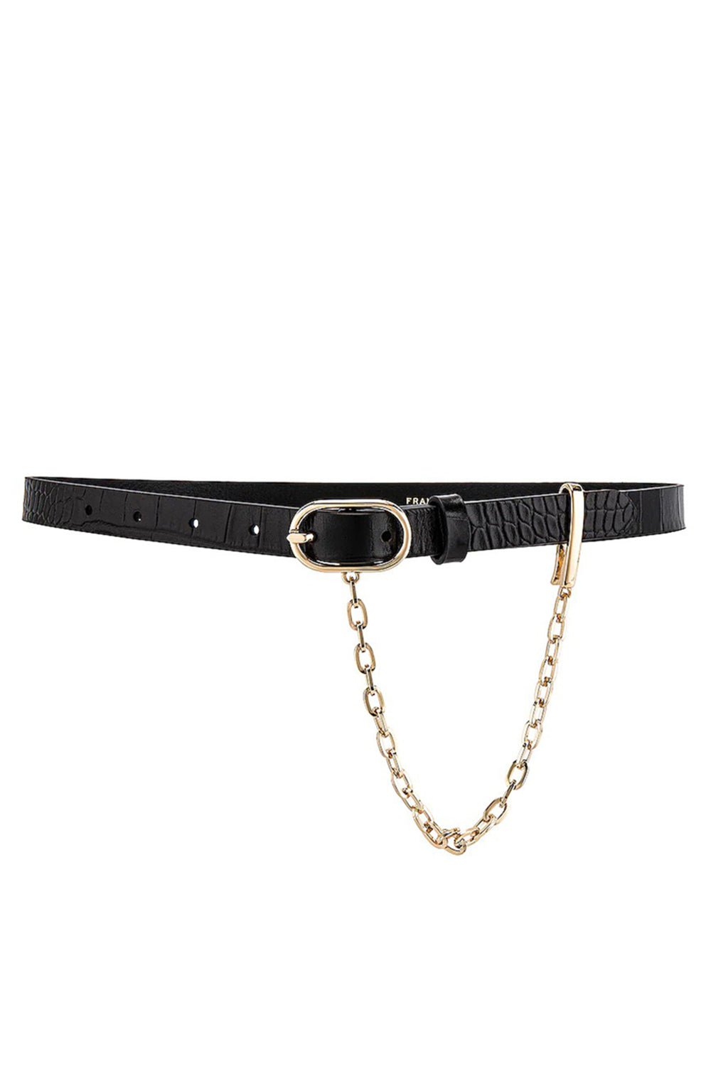 FRAME DENIM-Noir Le Petit Oval Chain Belt-