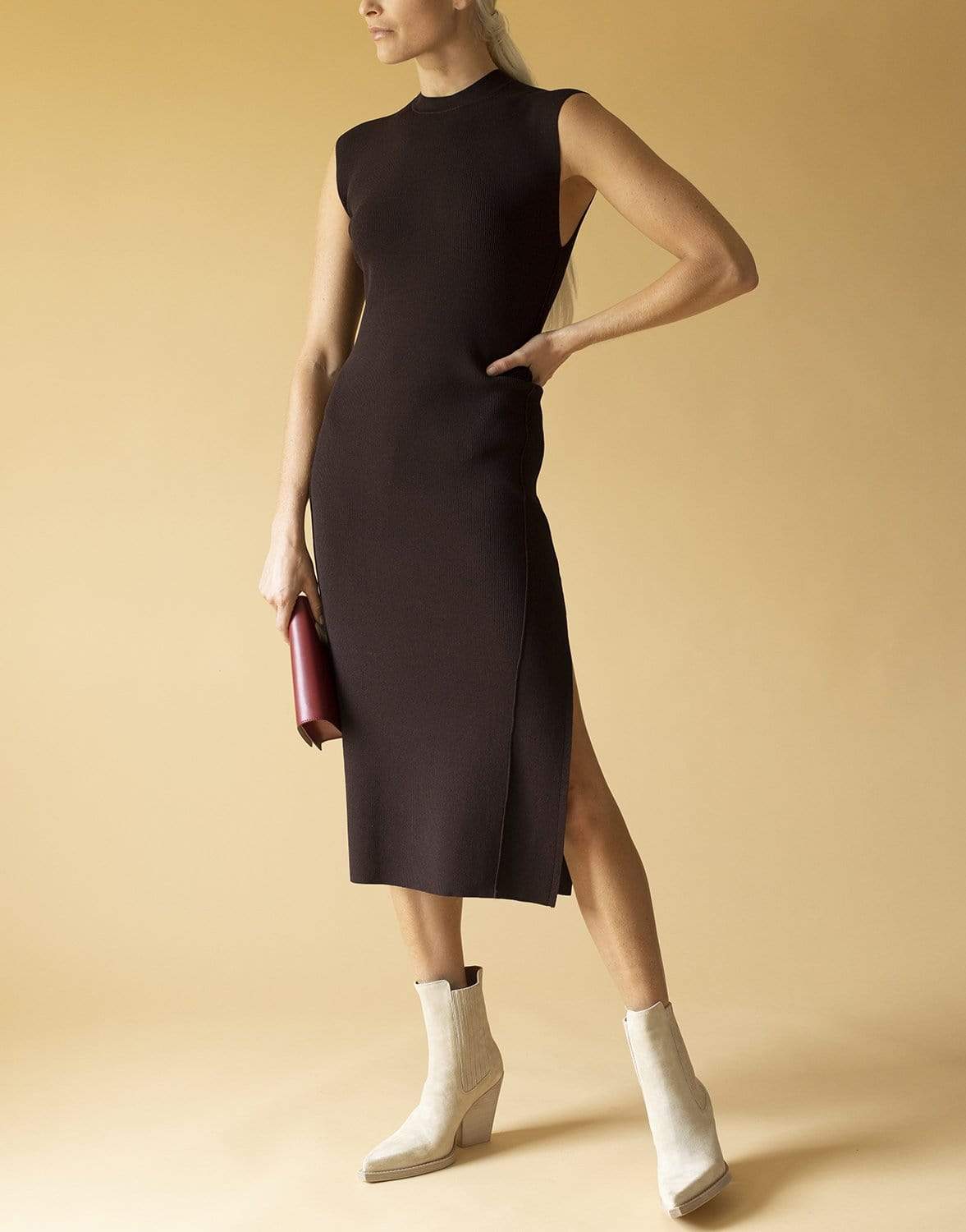 FRAME DENIM-Cap Sleeve Ribbed Dress-