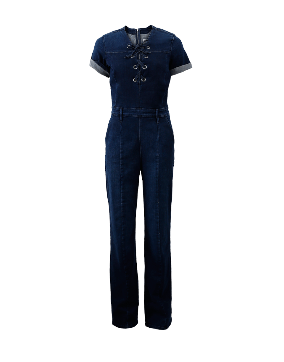 FRAME DENIM-Lace Up Denim Le Jumpsuit-