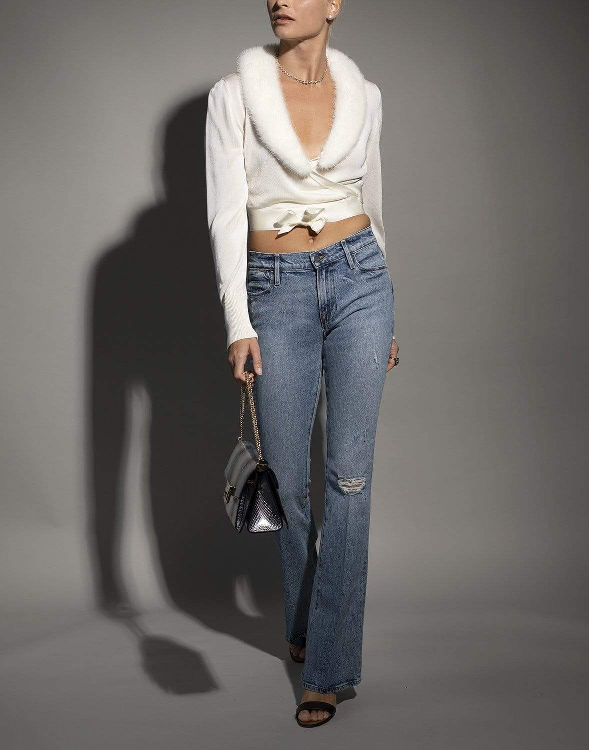 FRAME DENIM-Le High Flare Crystal Shores Rips Jean-