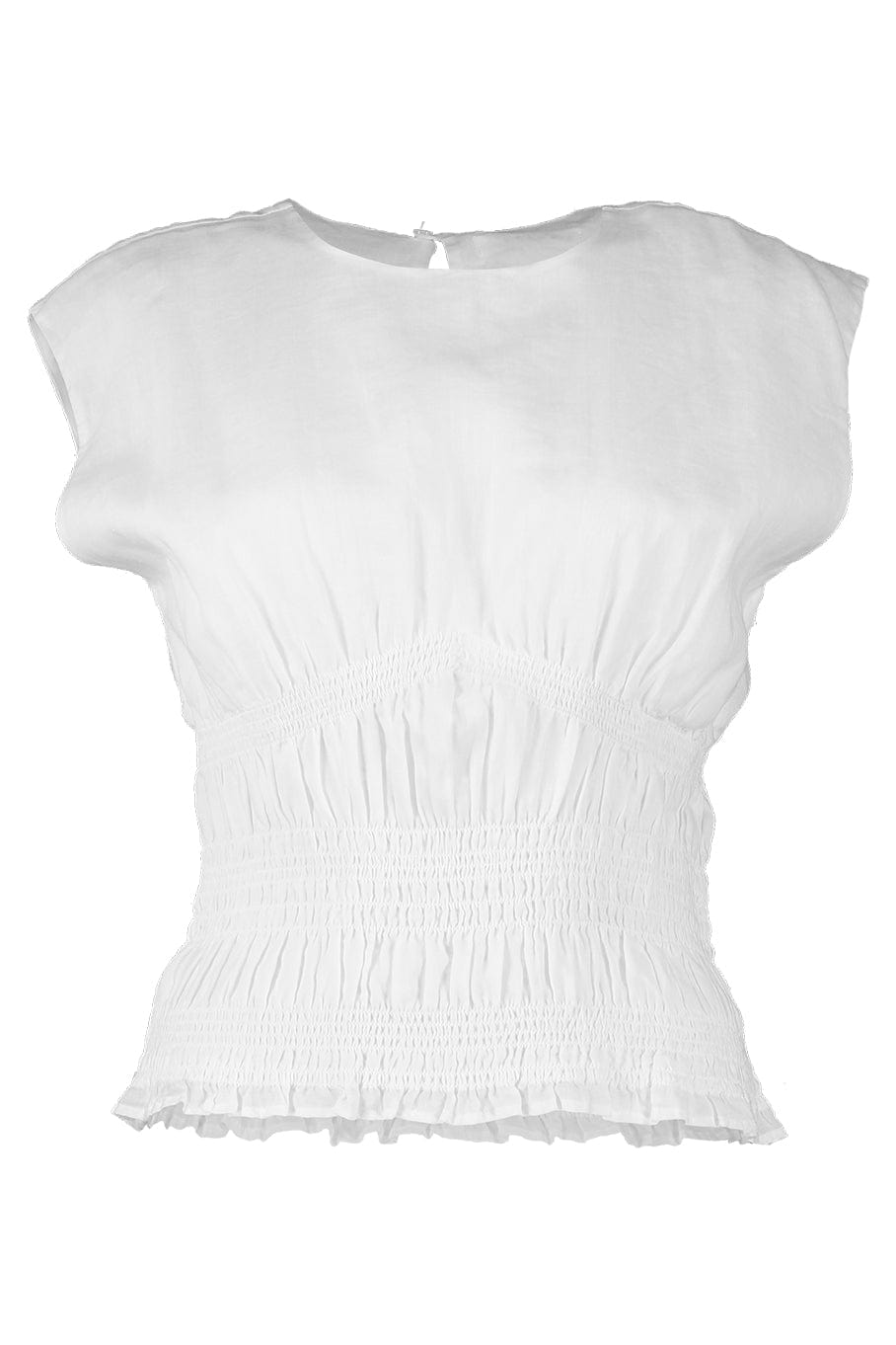 FRAME DENIM-Smocked Sleeveless Top-