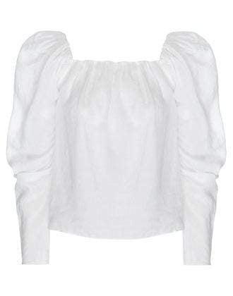 FRAME DENIM-Blanc Off The Shoulder Billow Top-