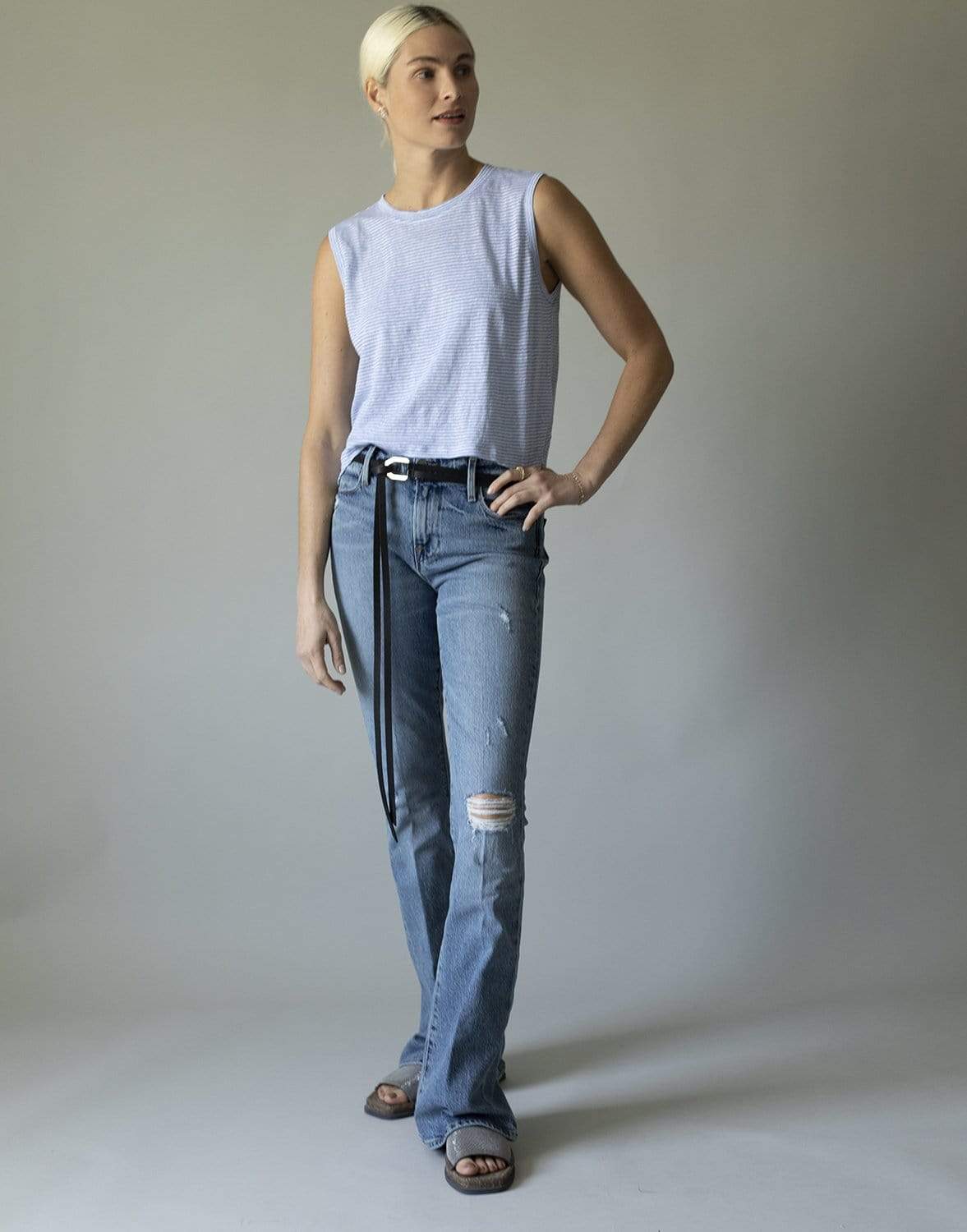 FRAME DENIM-Chambray Multi Swingy Muscle Tank-