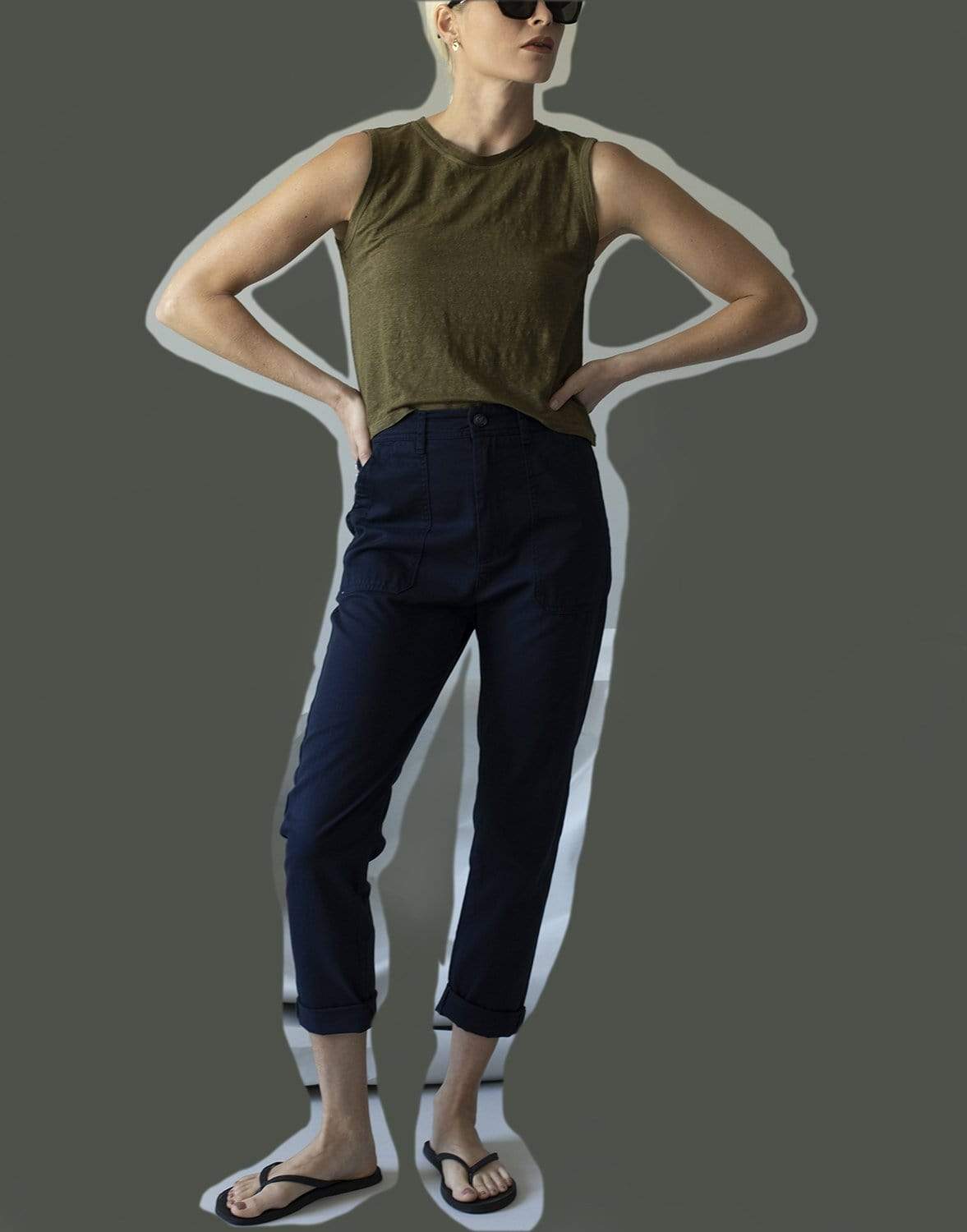 FRAME DENIM-Moss Multi Swingy Muscle Tank-