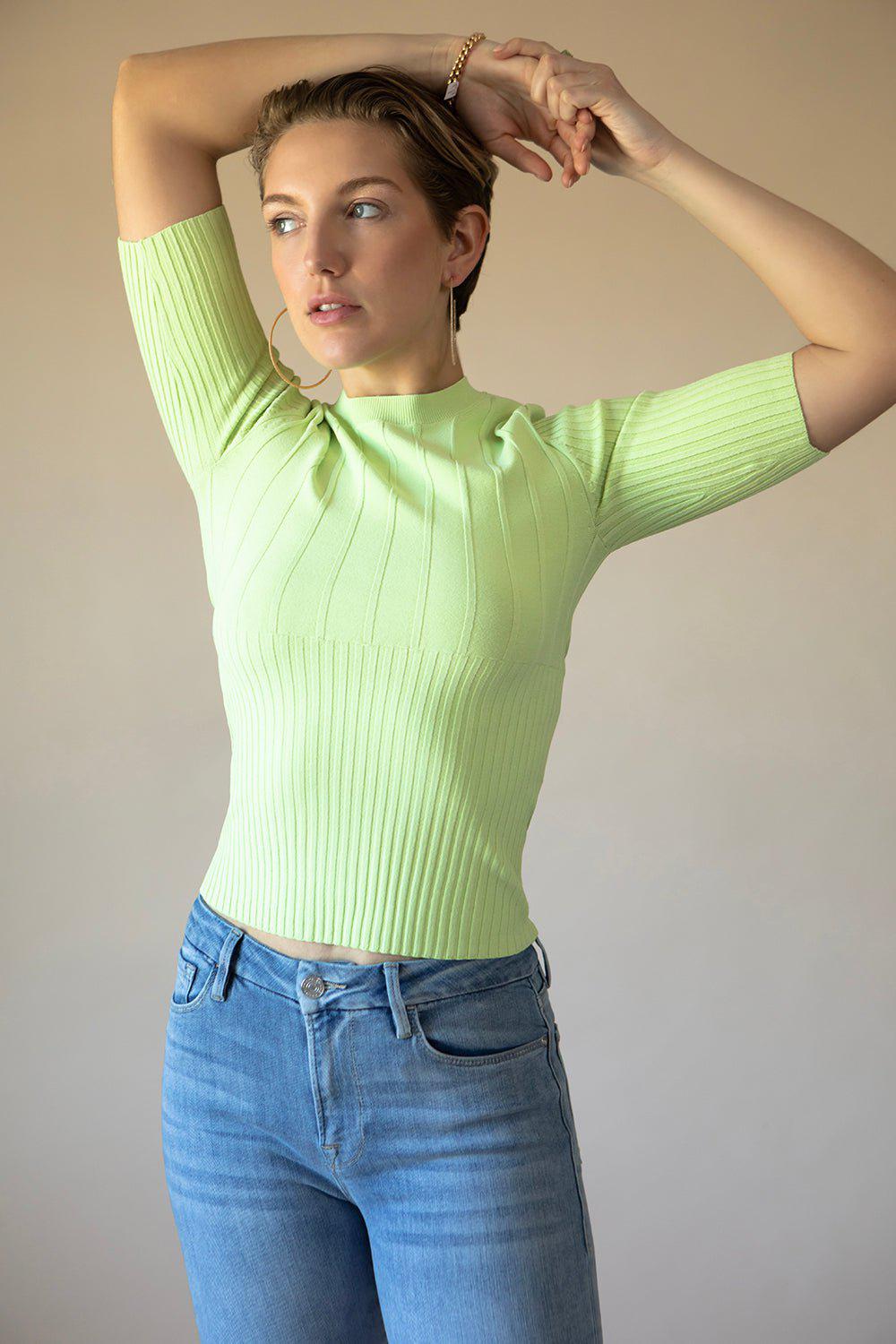 FRAME DENIM-Mixed Rib Knit Sweater-