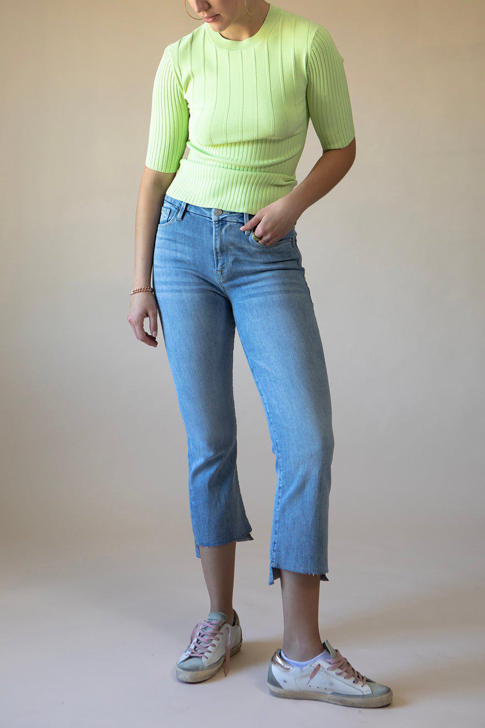 FRAME DENIM-Mixed Rib Knit Sweater-