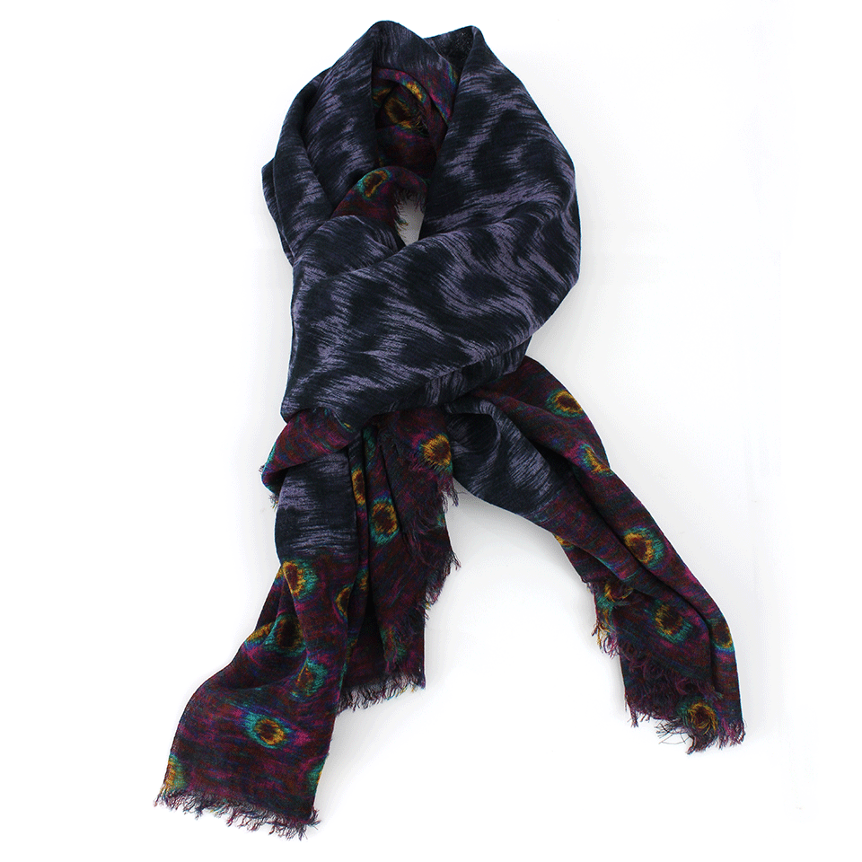 FRANCO FERRARI-Evan Washed Peacock Scarf-BLUE