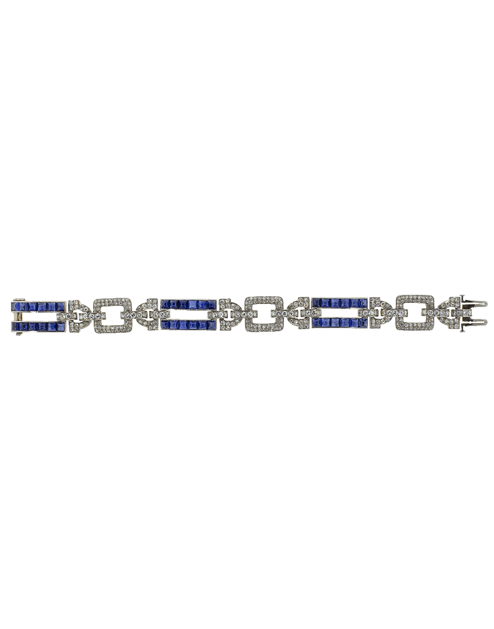 FRED LEIGHTON-Art Deco Blue Sapphire and Diamond Bracelet-PLATINUM