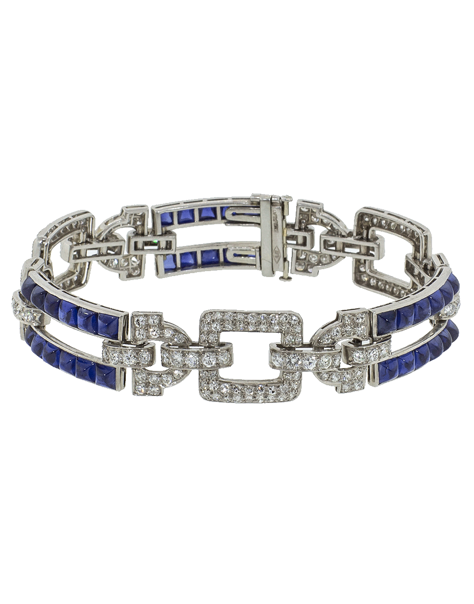 FRED LEIGHTON-Art Deco Blue Sapphire and Diamond Bracelet-PLATINUM