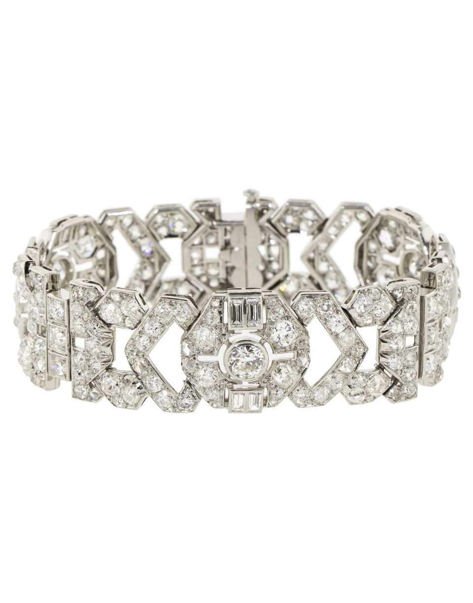 FRED LEIGHTON-Art Deco Diamond Geometric Motif Bracelet-PLATINUM